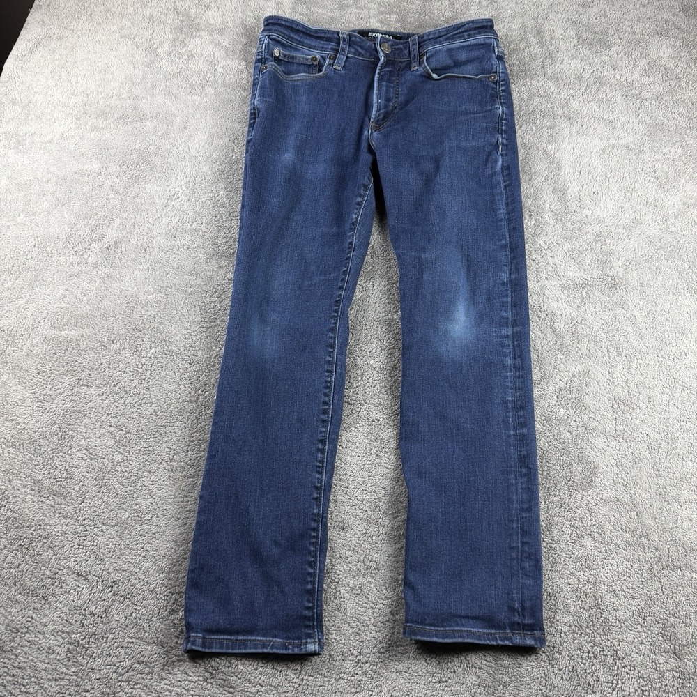 Express Hyper Stretch Slim Fit Jeans Mens‎ 31X26 Blue Medium Wash Low Rise